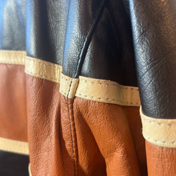 Vintage Harvard Leather Co. Men's Distressed Black Motorcycle Jacket with Stripe - Picture 5 of 12